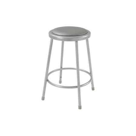 National Public Seating Interion 24"H Steel Work Stool with Vinyl Seat - Backless - Gray - Pack of 2 INT-6424/2